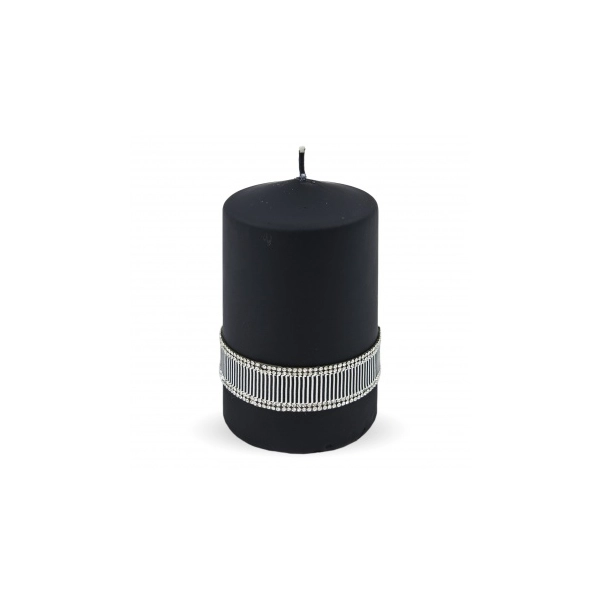 ŚWIECA CZARNA CRYSTAL BLACK- WALEC ŚREDNI 8'